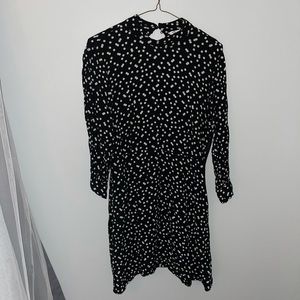 Zara High Neck 3/4 Sleeve Polka Dot Dress Medium